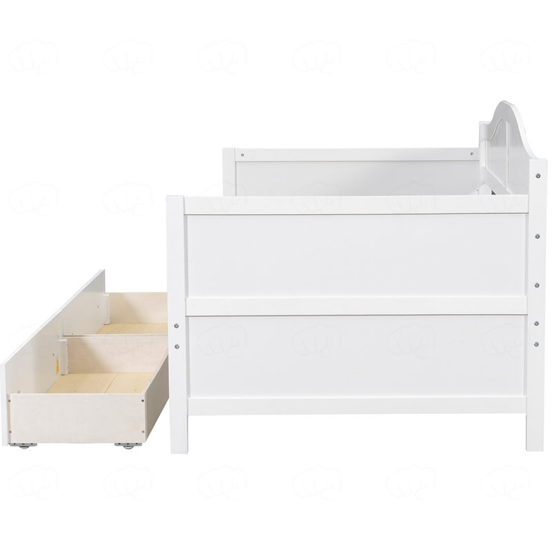 Lit de jour simple en bois massif, canapé-lit multifonctionnel avec tiroirs pour le salon de la chambre à coucher, Blanc