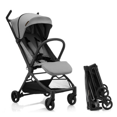 Poussette de voyage Gromast pour avion, ultra compacte et légère - seulement 9,9 lb, poussette portable pour tout-petit, avec auvent UPF 50+ - Gris