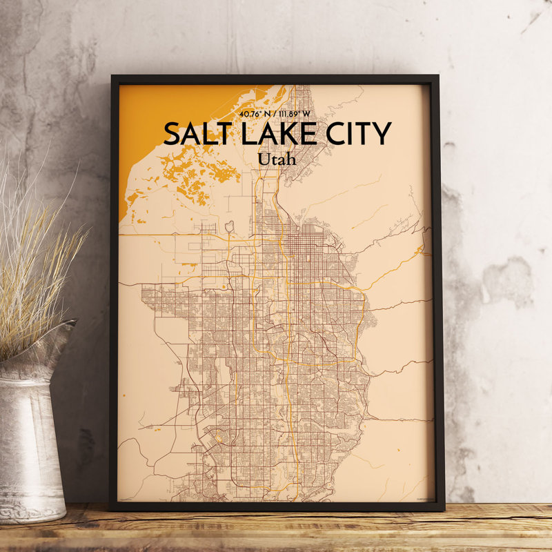Salt Lake City Map 1 Piece Wall Art, 70cm H x 50cm W x 0.13cm D
