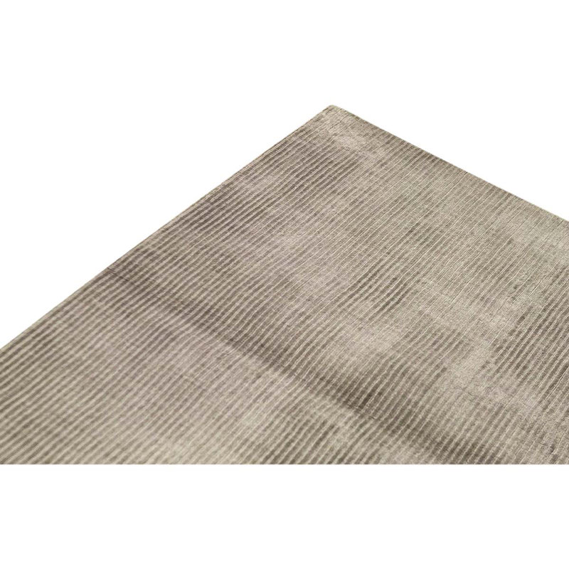 Tapis gris / beige en soie noué à la main de conception unique 8 pi x 9 pi 11 po