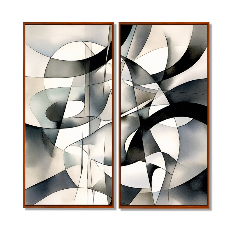 Abstrait neutre, art moderne, 40" H x 40" W, Impression encadrée flottante, Brown