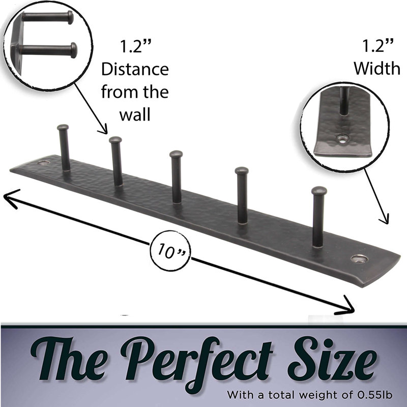 Black Wrought Iron Wall Organizer with Five Hooks