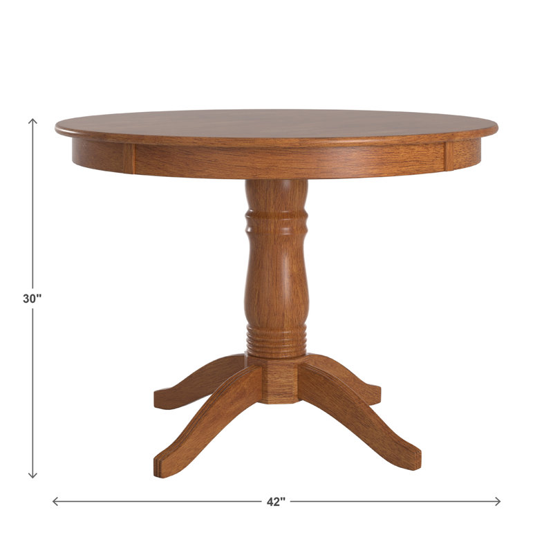 Table de salle à manger à piédestal en bois d'hévéa massif de 42 po Alexa-Mae, Chêne