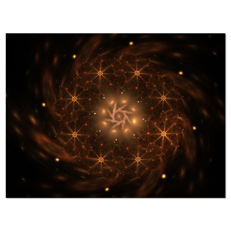 Large Rounded Brown Fractal Flower Graphic Art on Wrapped Canvas, 30" H x 40" W x 1" D
