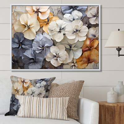 «Blue and Gold Minimalisme Pansy Delight I», reproduction sur toile