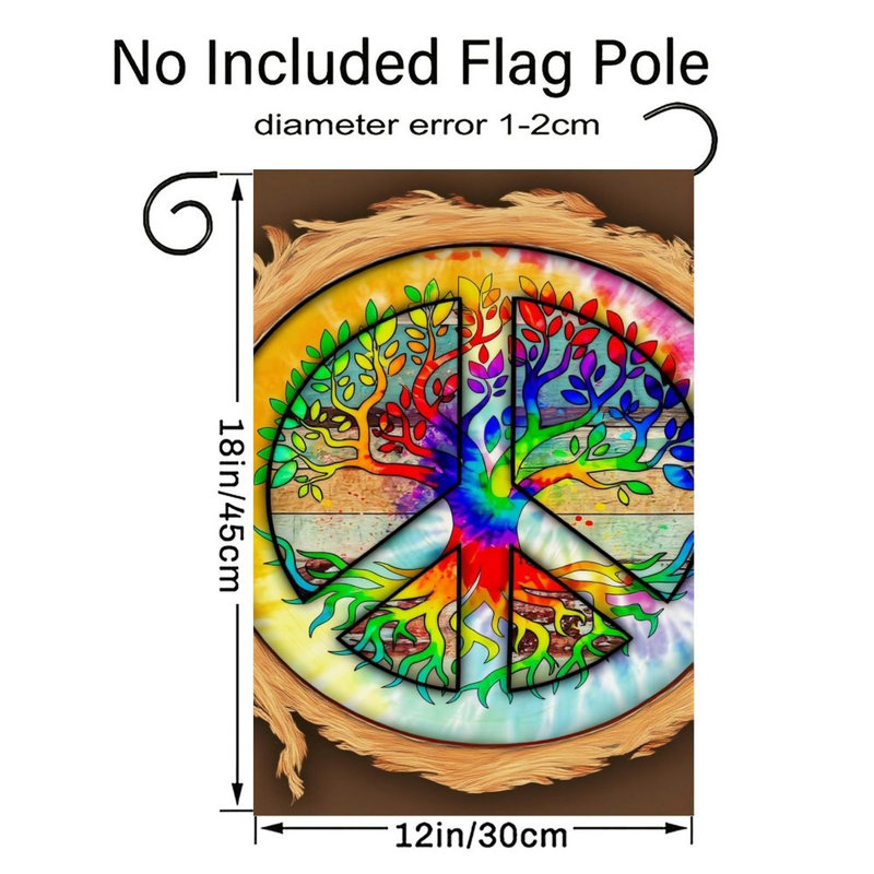 Drapeau hippie à double face Tie Dye Rainbow Peace Tree, 12 x 18 po