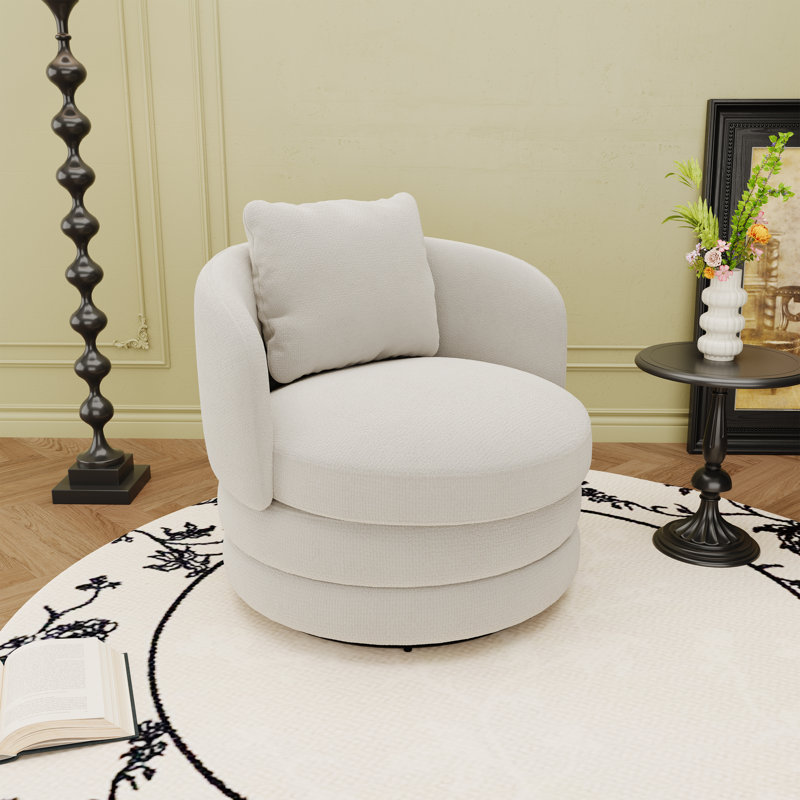 Fauteuil d'appoint en tonneau chenille 30 po, Beige