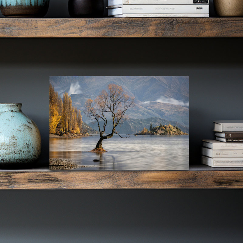 Automne matin à Wanaka, art mural abstrait contemporain, H 18 po x l 12 po