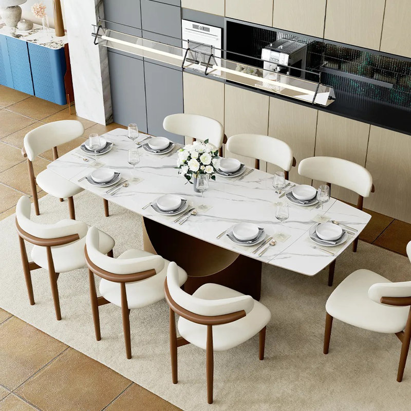 Oval Faux Marble Top Dining Table