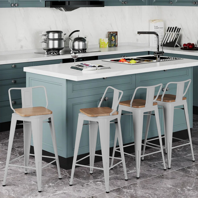Ensemble de 4 tabourets de bar et de comptoir pivotants Tauber, Tabouret de comptoir (siège d'une hauteur de 26 p