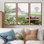 Paysage de ferme dans des tons de rose et de vert I - ensemble d'art mural de ferme