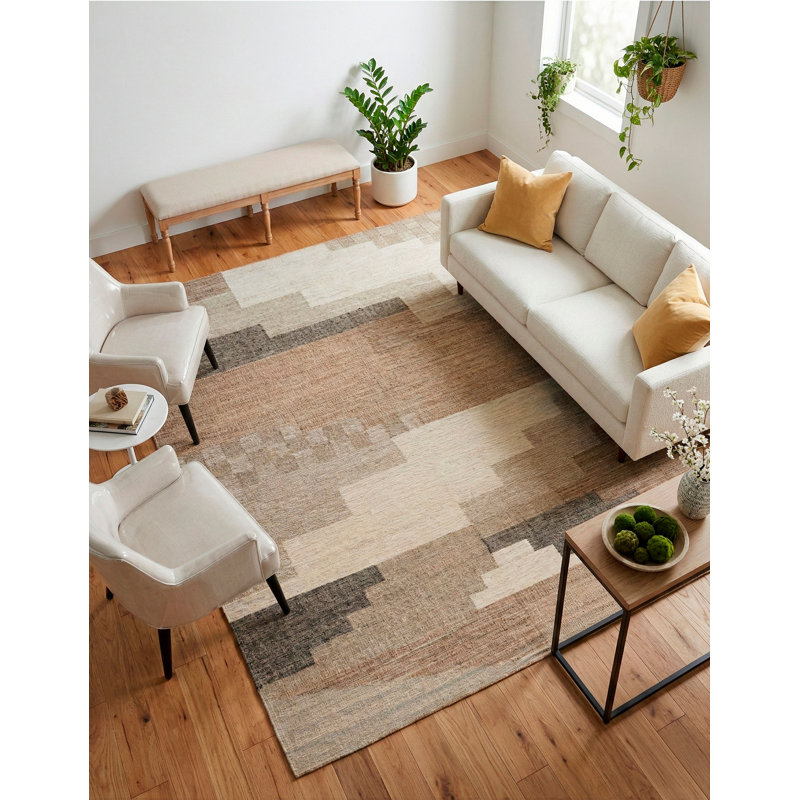 Aquila Abstract Area Rug in Natural/Gray/Ivory, Rectangle 9' x 12'