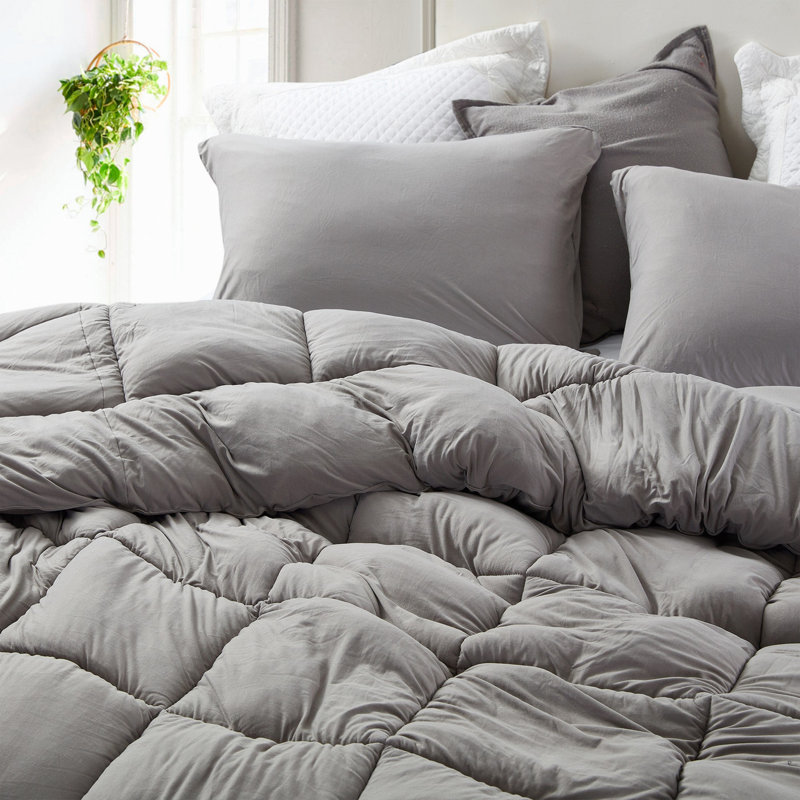 Summertime Coma Inducer Spandex-Infused Oversized Comforter, Morning Gray, Alaskan King Comforter