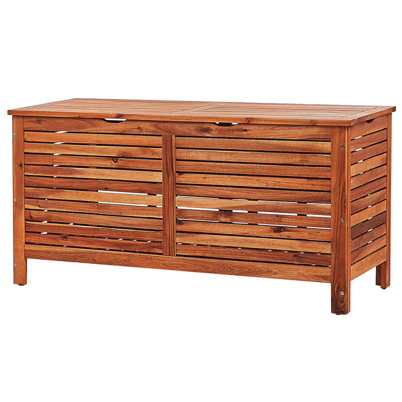 Union Rustic Honeoye 130cm W 400L Water Resistant Acacia Solid Wood Deck Box, Dark Wood