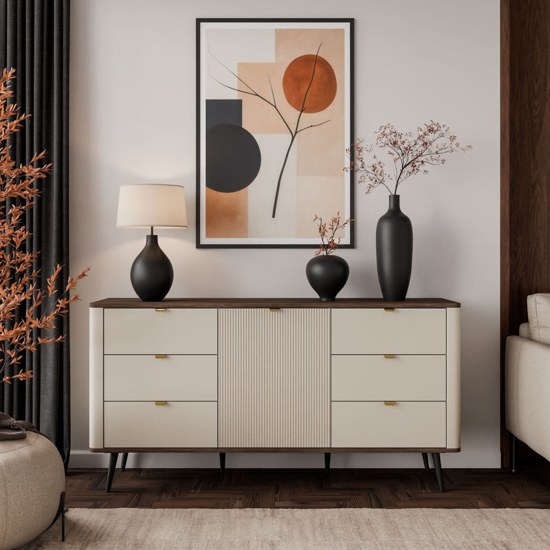 160cm Sideboard, cashmere / walnut