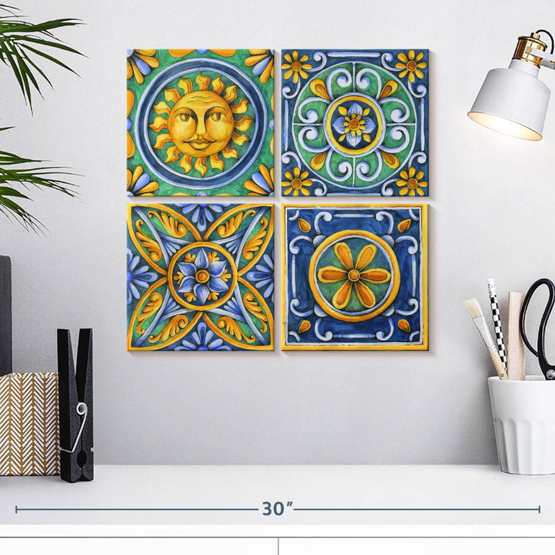 Flower Pattern Tiles, 18" H x 18" W