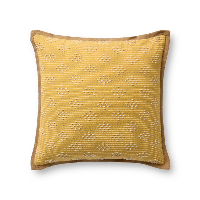 Loloi Accent Pillow, Square 20", Yellow Geometric