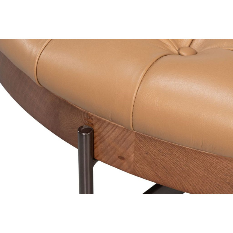 Corbet Round Ottoman, Caramel Brown