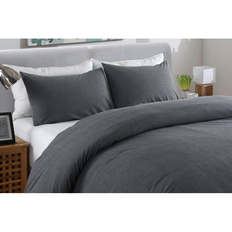 Ensemble de housse de couette en coton délavé Messy Bed, Simple, Gris