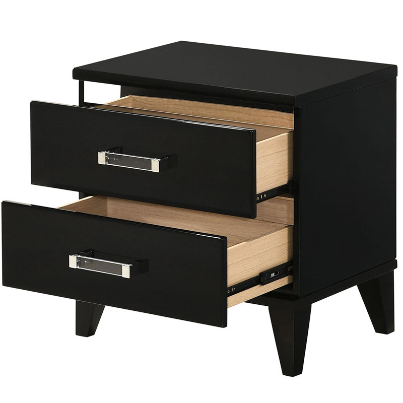 Table de chevet noire avec 2 compartiments - Gardez votre chambre à coucher en bon état