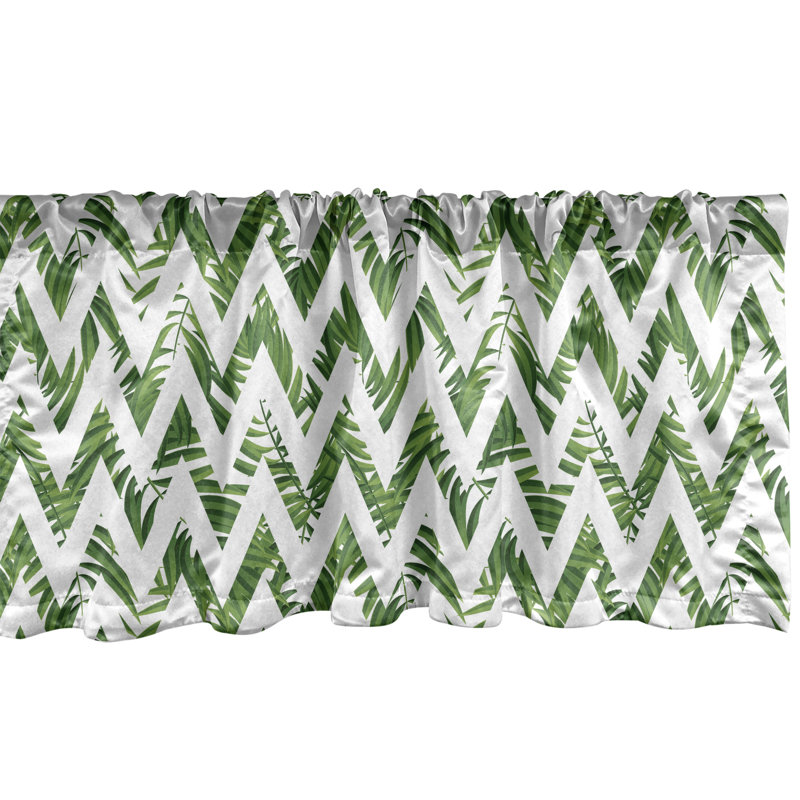 Ensemble de 2 cantonnières Ambesonne Palm Leaf - vert et blanc, L 42 po x L 18 po