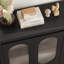Buffet 32 po moderne avec portes en verre et tablettes réglables - rangement décoratif noir pour le salon, la salle à manger, le vestibule | Conception cannelée, panneau de fibres à densité moyenne robuste