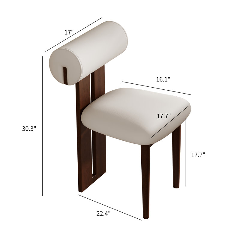 Modern Fully Assembled Dining Chairs Set Of 6, Faux Leather, Beige, Brown Solid Wood Legs, 6