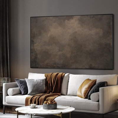 Très grand art mural imprimé sur tissu - Illustration abstraite neutre nuageuse, décoration d'ambiance douce pour le salon ou la chambre à coucher - «Assemblage requis du cadre (cadre non fini)»