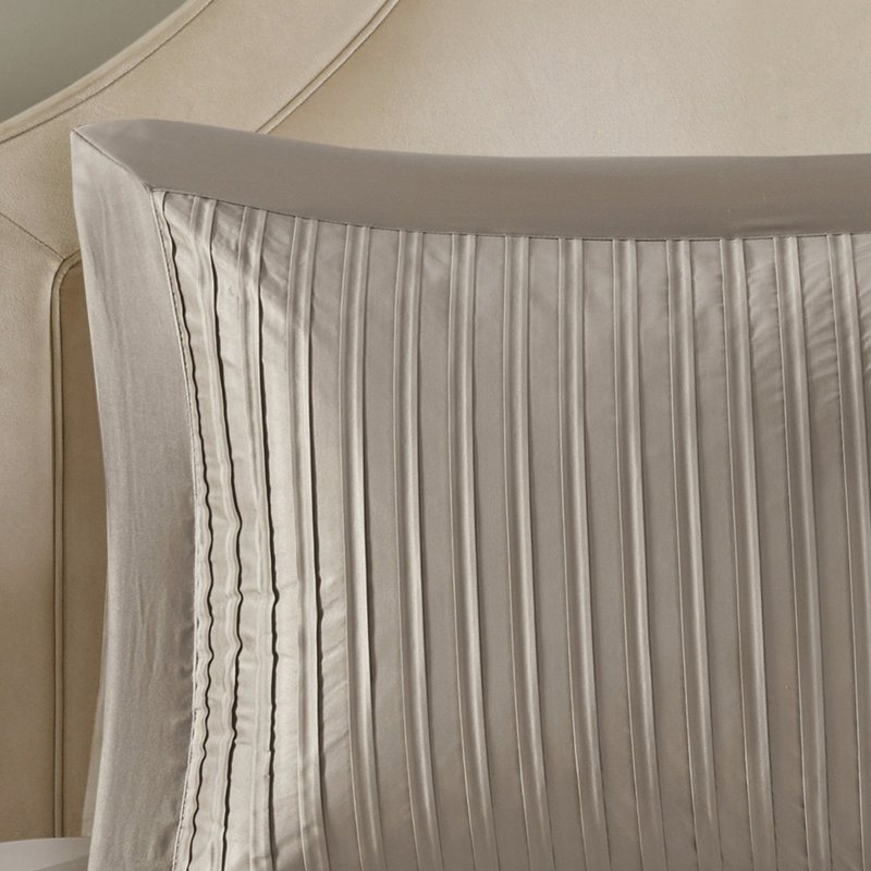 Édredon pour grand lit Charmeuse - taupe 7 pièces, coussin décoratif avec taille facile d'entretien, coussins brodés inclus