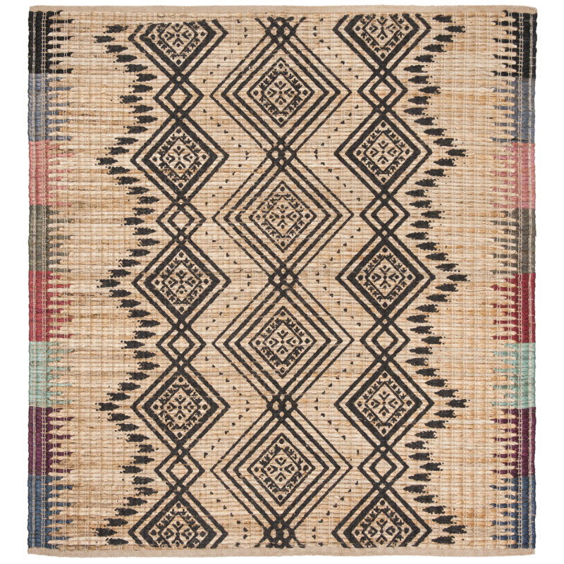 Arria Hand Woven Jute, Cotton Southwestern Rug, Square 6'