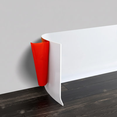 Moulure de vinyle 4 po x 20 pi à bordure murale auto-adhésive, bordure de plinthe flexible, blanc