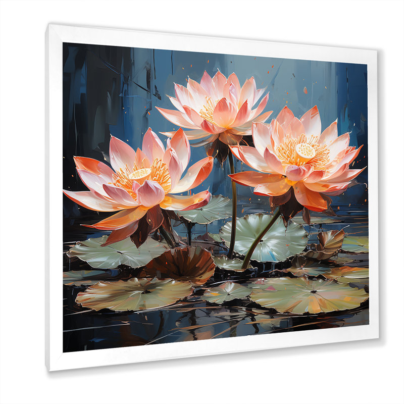 Pétales du lotus sacré III - impression, H 36 po x l 36 po x P 1,5 po, Cadre simple blanc