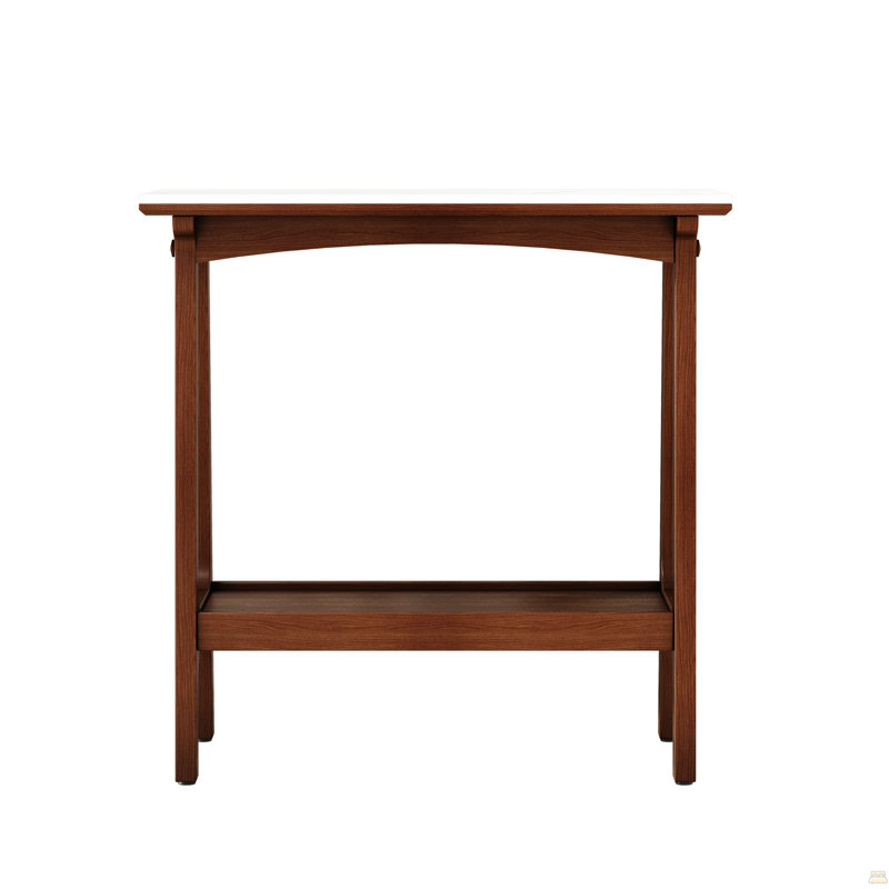Narrow Slate Side Table With Storage Shelf, Small End Table