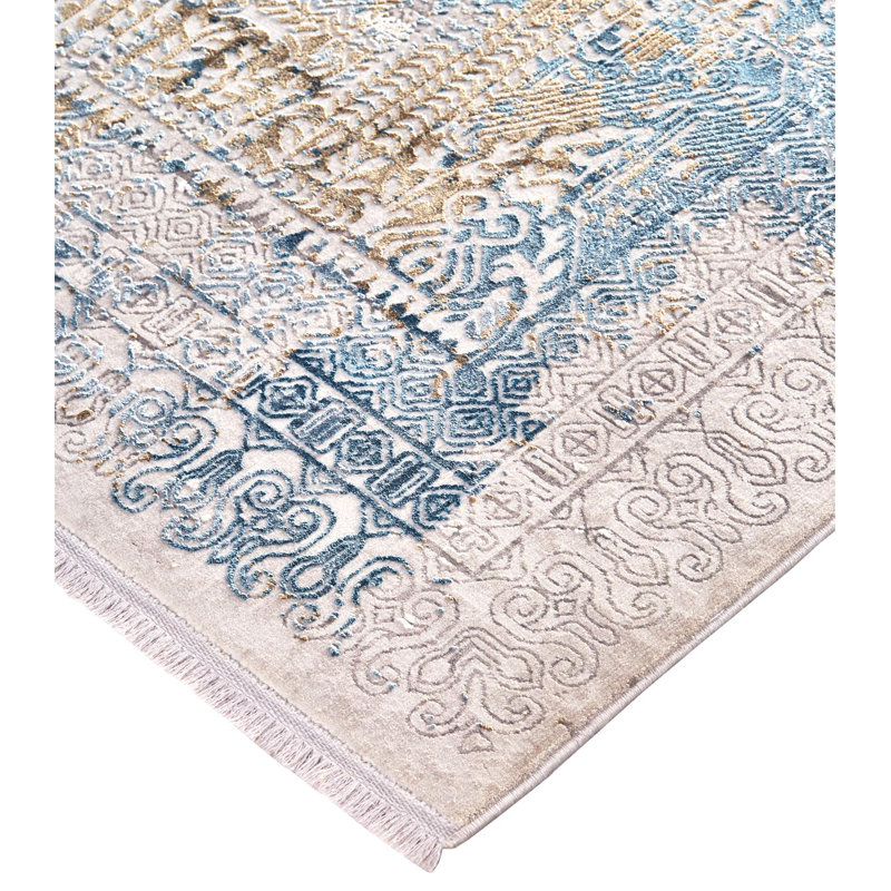 Tapis bleu / gris Whitten, Rectangle 2 pi 2 po x 3 pi 2 po