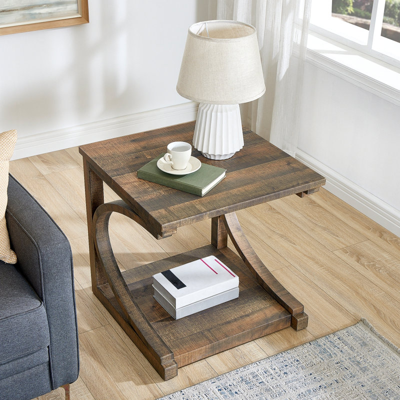 Unique Table basse, table basse moderne en bois massif de 23,8 pouces avec centre de rangement moderne, table basse en bois massif de forme spéciale, salon, cuisine, appartement, table de salle à manger