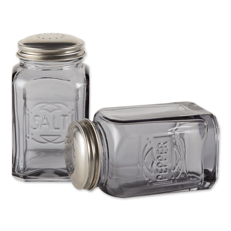 Retro Glass 2 Piece Salt and Pepper Shaker Set, Gray