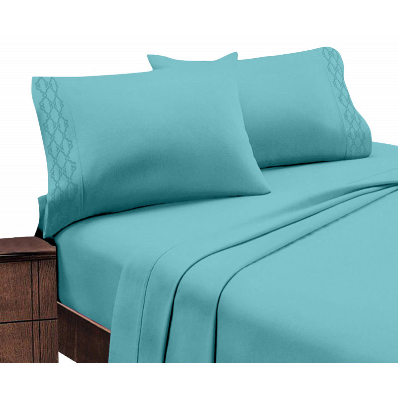 Ensemble de draps Chamberlain London, Ensemble de draps grand lit avec drap-housse et 1 , Bleu sarcelle
