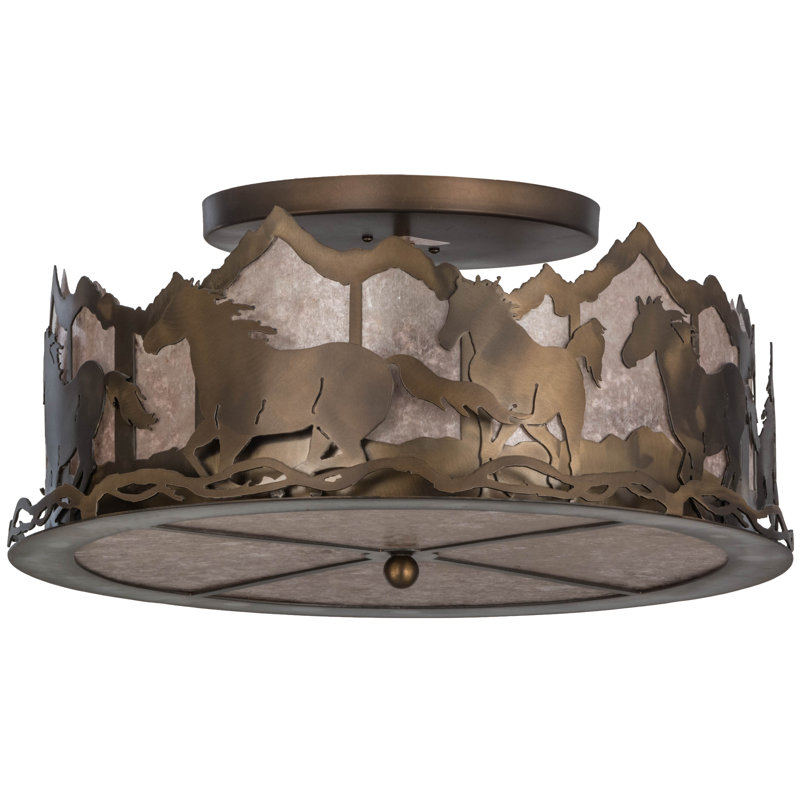 Rustic Lodge 4 - Light Semi Flush Mount
