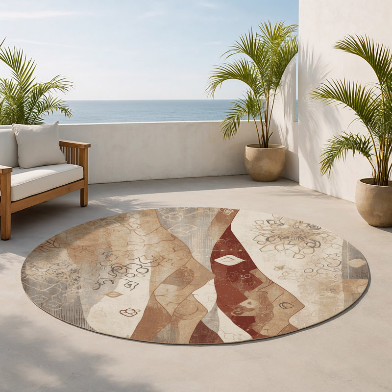 Tapis intérieur et extérieur Terracotta Glow, Rond 5 pi