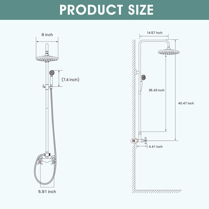 Système de douche complet avec valve brute
