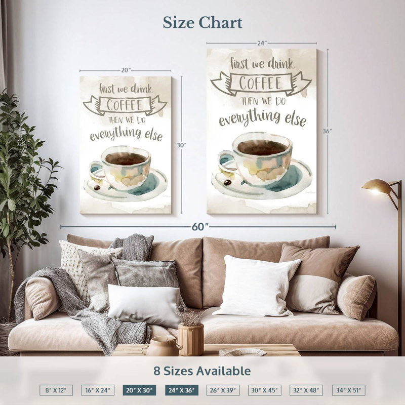 Tergel First We Drink Coffee, H 36 po x l 24 po