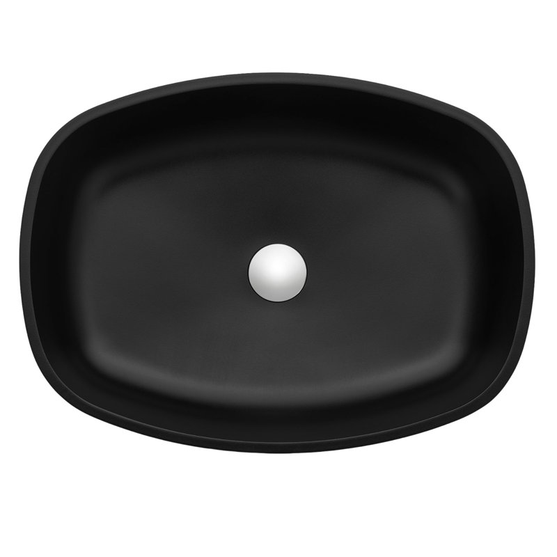 Matte Black Rectangular Glass Above-Counter Bathroom Sink