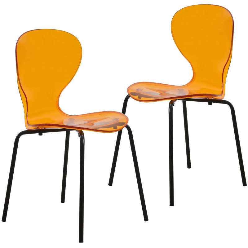 Chaise de salle à manger avec dossier incurvé Edenfield, Orange transparent