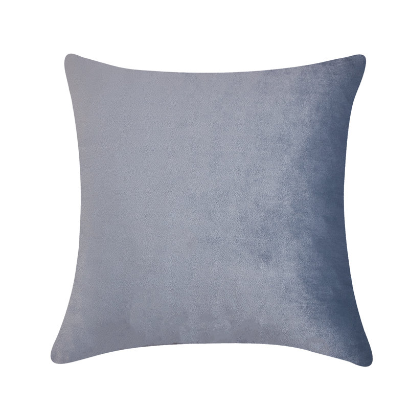 Coussin décoratif en velours uni, Bleu mer, H 20 po x l 20 po