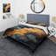 Ensemble de housse de couette abstrait gris et orange-101241472