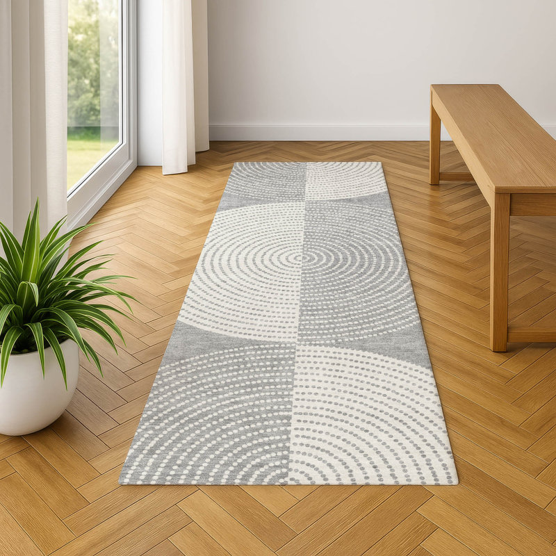 Premium Machine Washable Mayfield AMF2275 Geometric Rug, Gray, 2'3" x 7'6" Runner