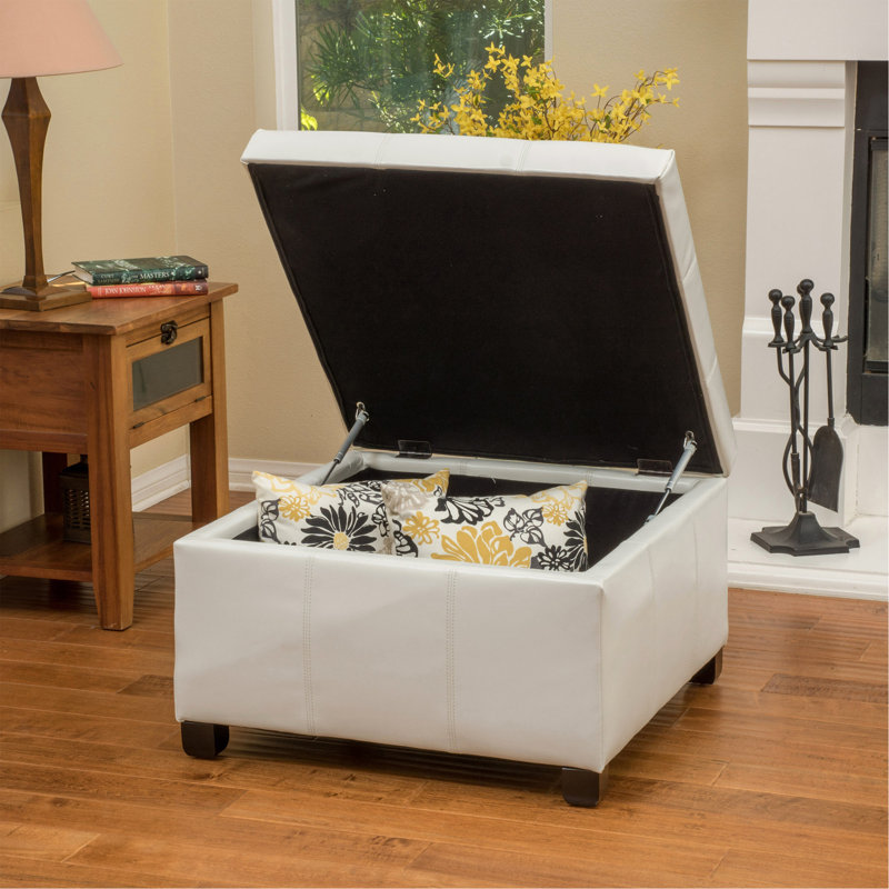 Repose-pieds avec rangement Richmond KD avec tissu durable et pieds en bouleau, parfait pour les sièges supplémentaires et le rangement dissimulé.