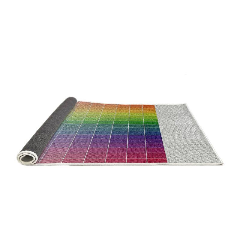 Tapis géométrique vert / rouge / violet, Rond 6 pi