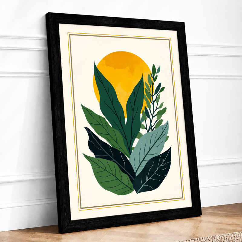 Golden Bloom Botanical - Framed Print, A1 - 84.1 x 59.4 cm, Black