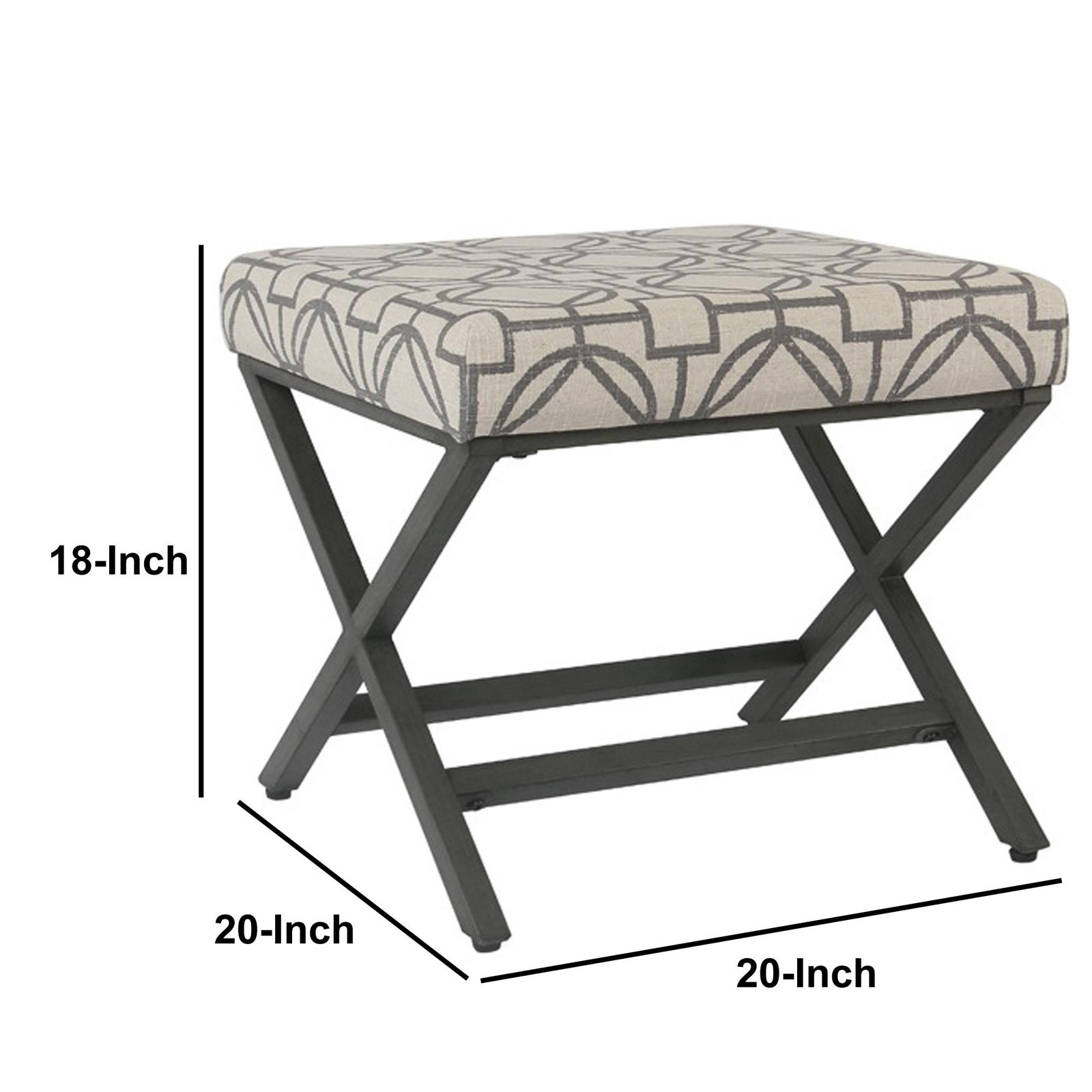 Priscilla Upholstered Ottoman, Beige/Gray